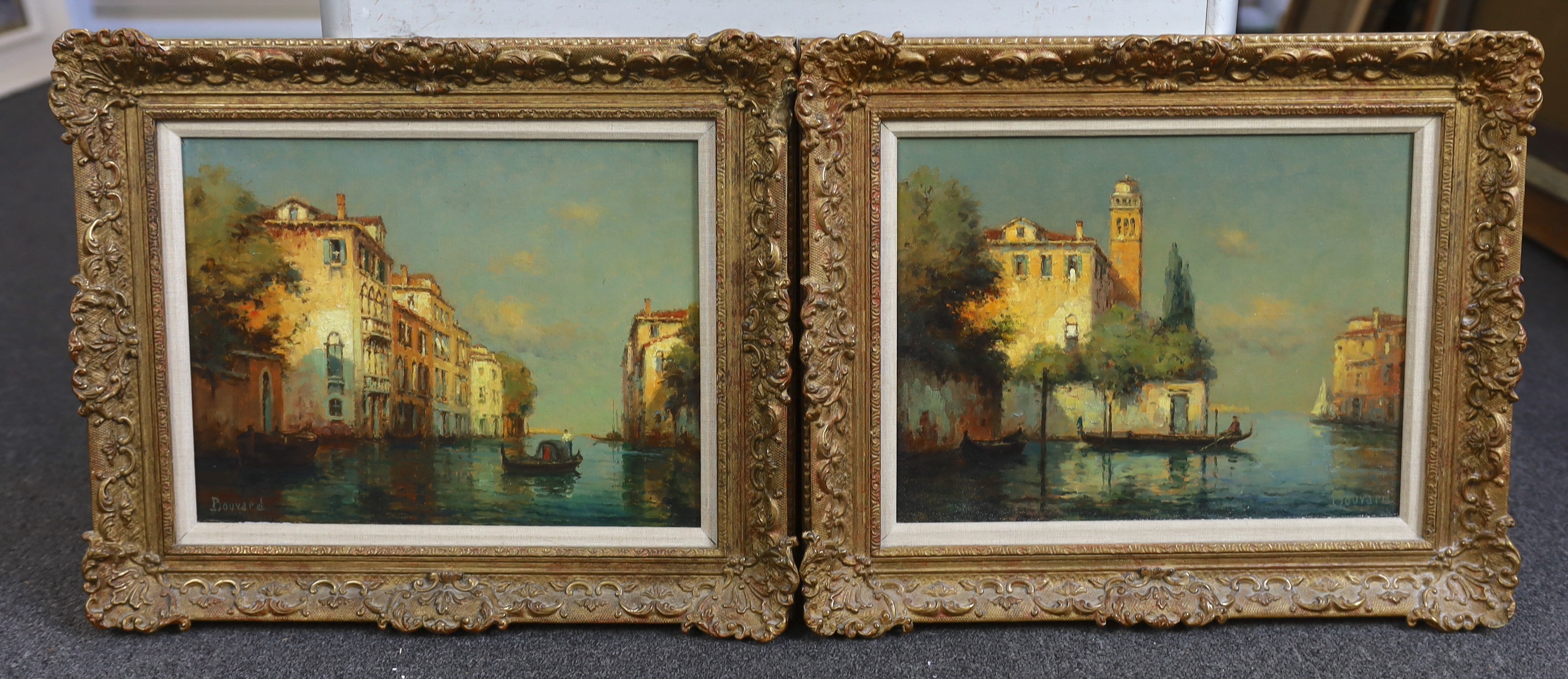 Noel Georges Bouvard (French, 1912-1975), Venetian canal scenes, oil on canvas, a pair, 27 x 35cm